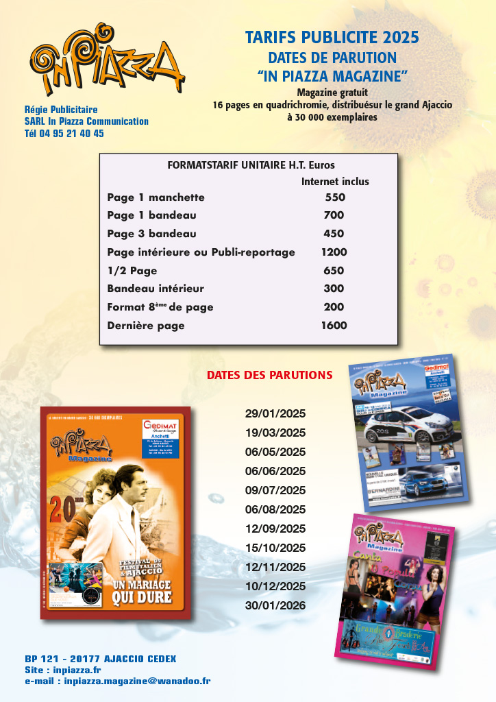 In piazza communication tarifs magazine 2025